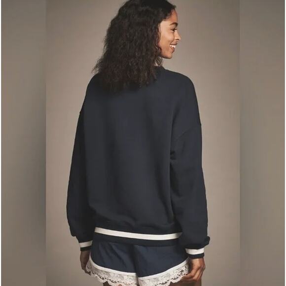 Anthropologie x Beach Riot Pullover Sweatshirt Tailgate Season Blue Size L NWT - Picture 5 of 5